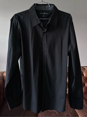 BEVERLY HILLS POLO CLUB • Men's XL Black Dress Shirt - Classic Button-Up